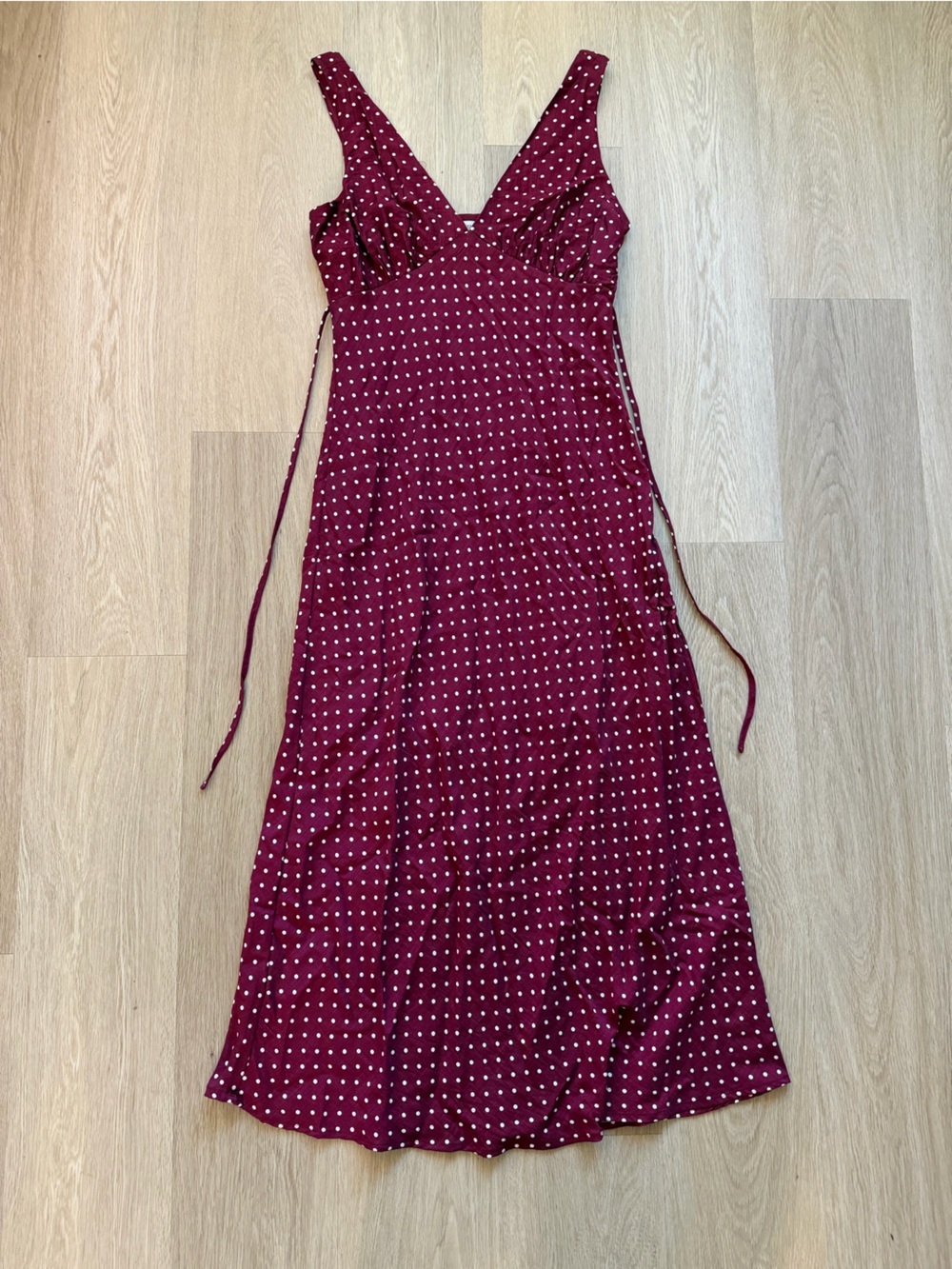 Persaya Burgundy Polka Dot Maxi Dress-Skirt